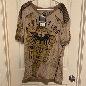 Affliction v neck Tshirt 2XL
